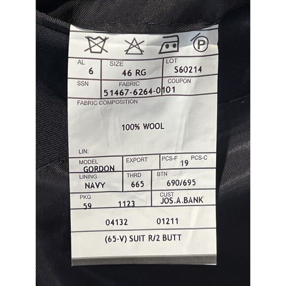 New Jos A Bank Signature 46R Navy Blue SuperFine Suit Jacket Blazer Separate - Picture 14 of 15